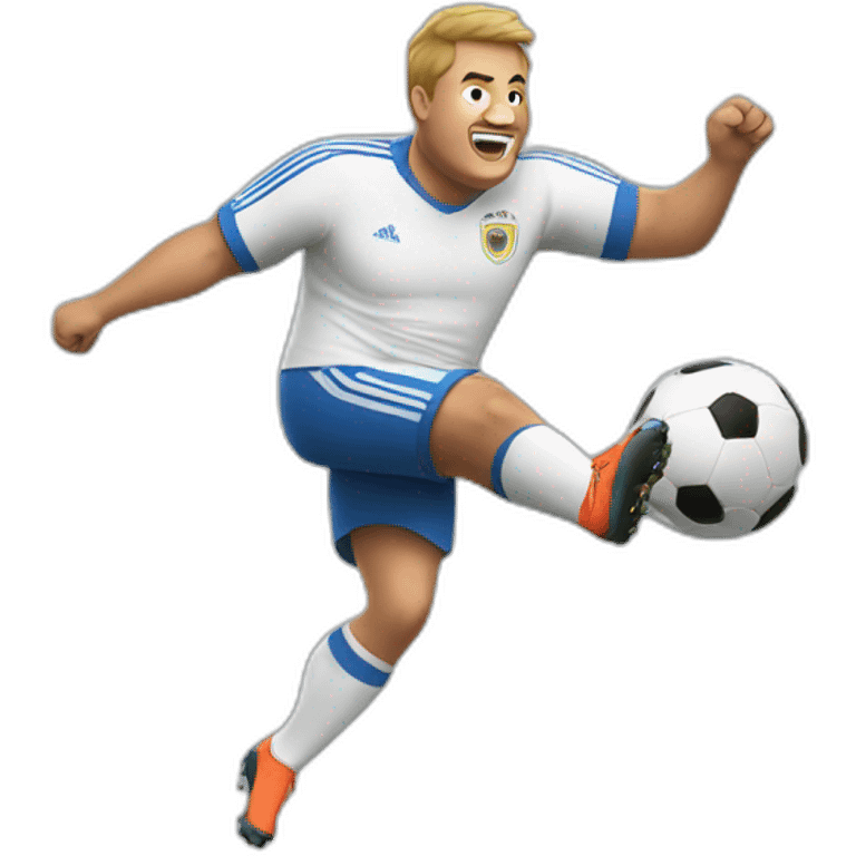 fat soccer player kicking emoji