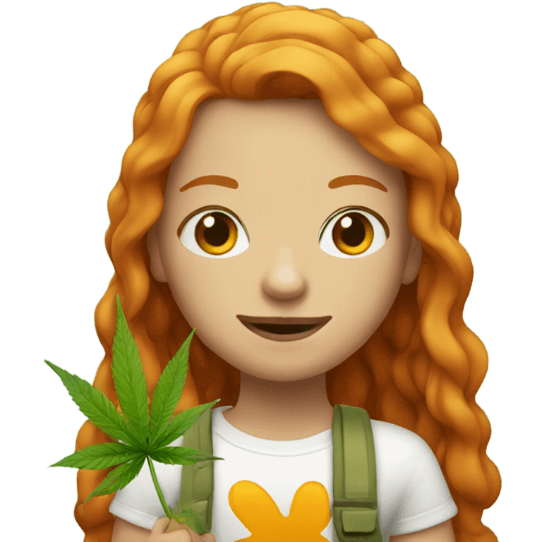 pretty ginger girl with weed emoji