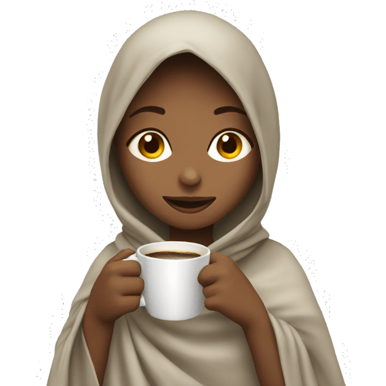 Girl in blanked drinking cofee  emoji