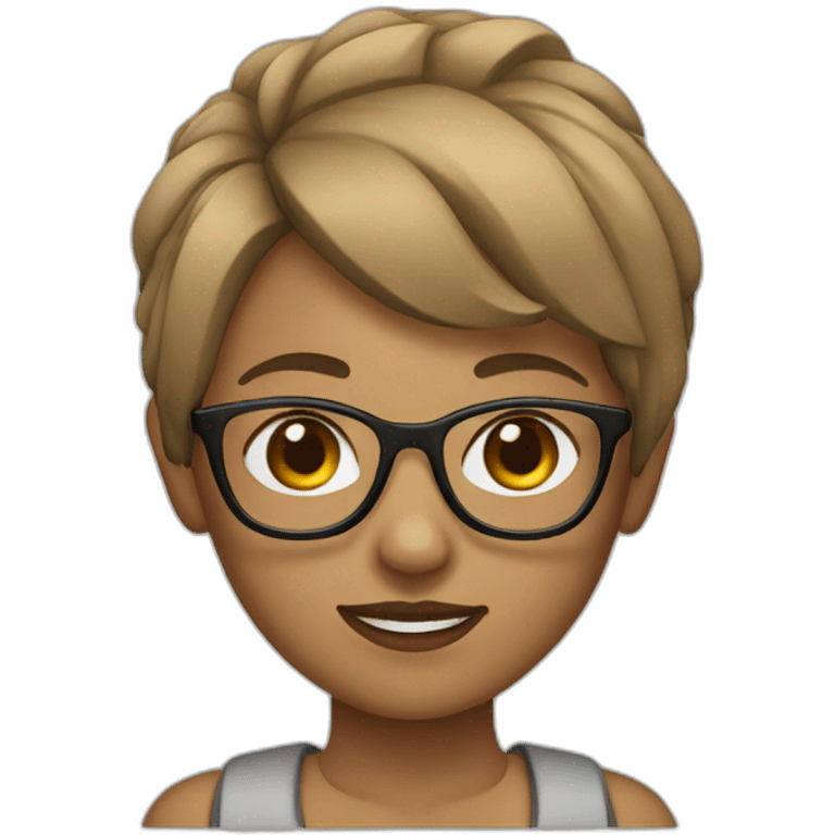 girl with light brown wolf cut and glasses emoji