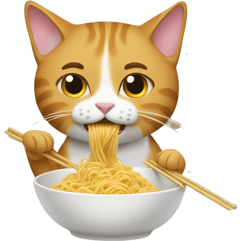 cat eating noodles emoji