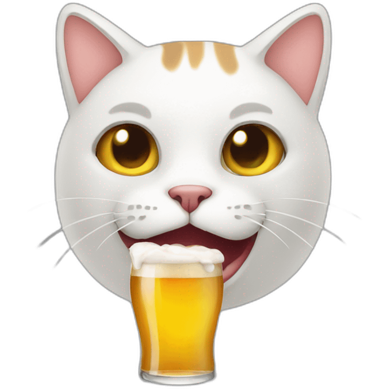 A cat who drinks a beer emoji