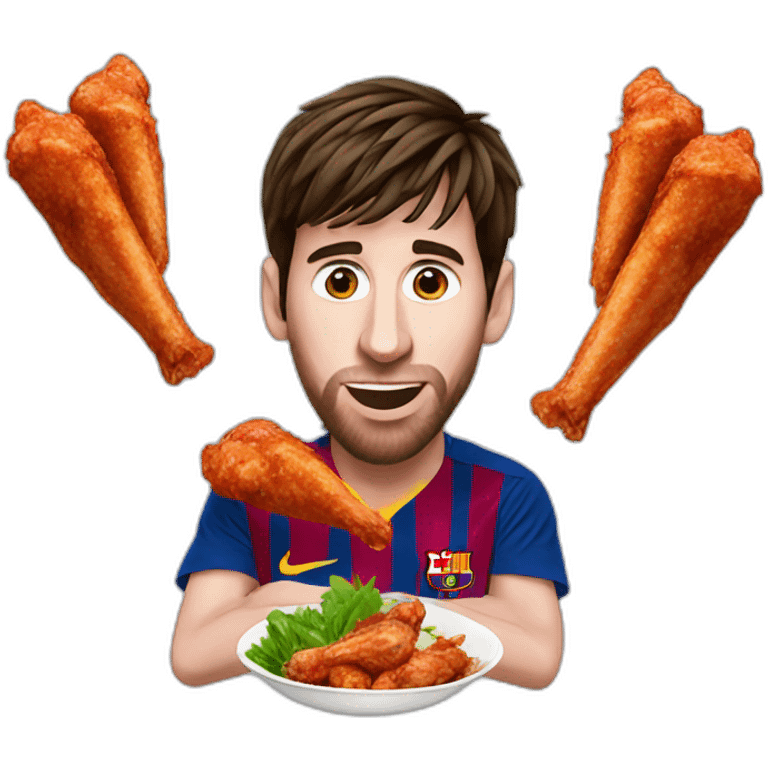 Leo Messi eating chicken wings emoji