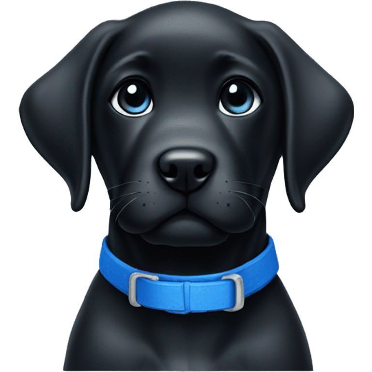 Realistic black lab puppy with blue collar emoji