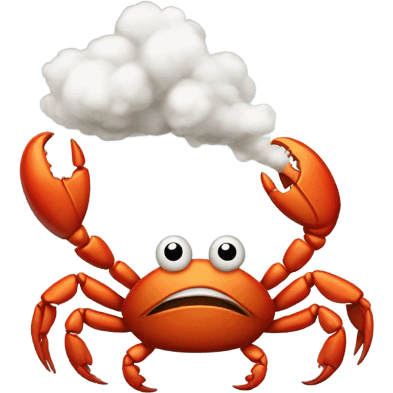 Crab blowing smoke cloud emoji