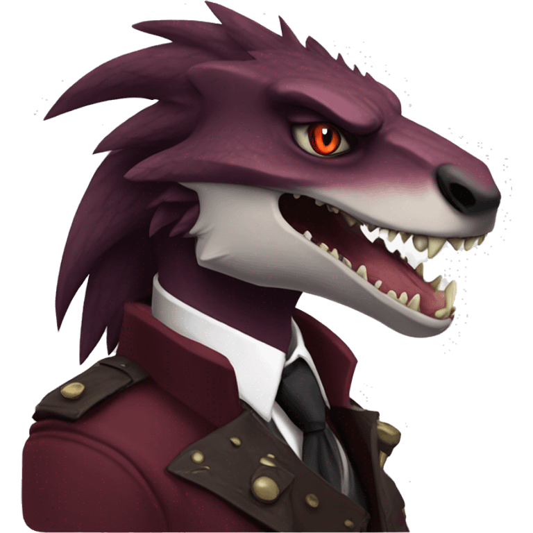 Maroon Edgy Badass Sergal-raptor emoji