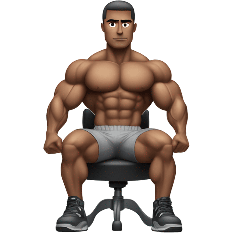 body builder sitting in char emoji