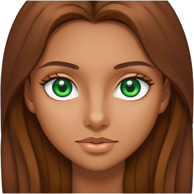 girl with long brown hair and, green eyes emoji