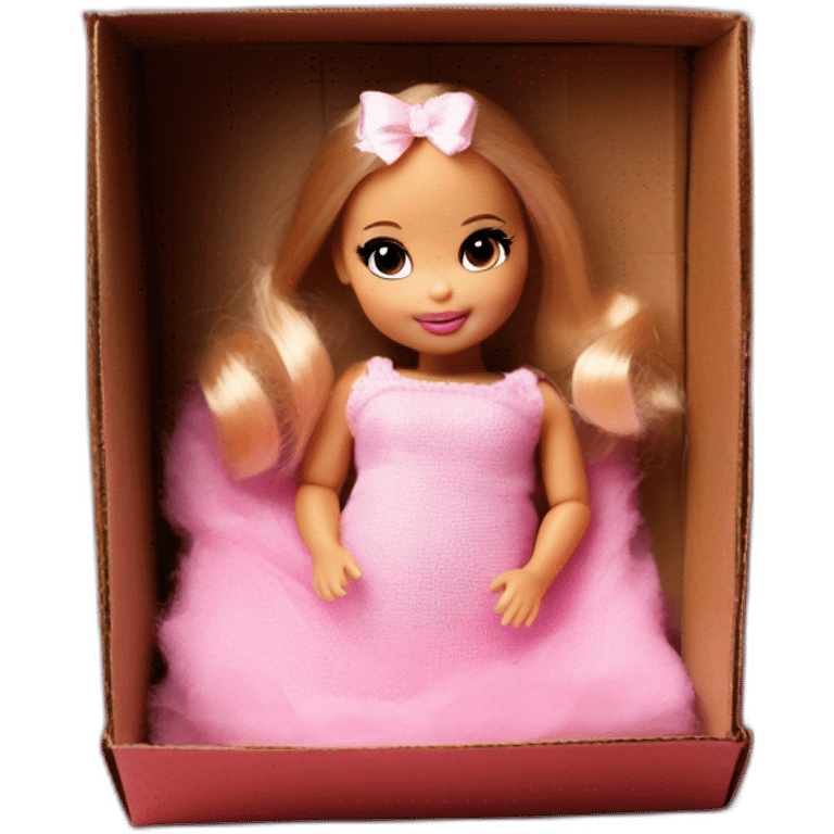 Newborn barbie in box photo session emoji