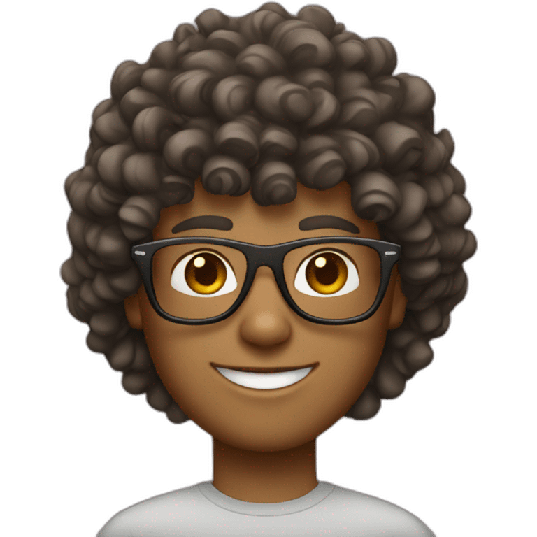 young man with curly hair and mullet trim and ray ban glasses emoji