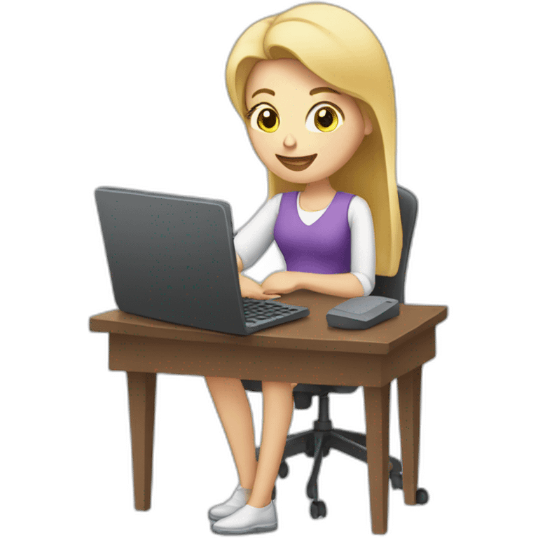 White woman with computer and iphone emoji