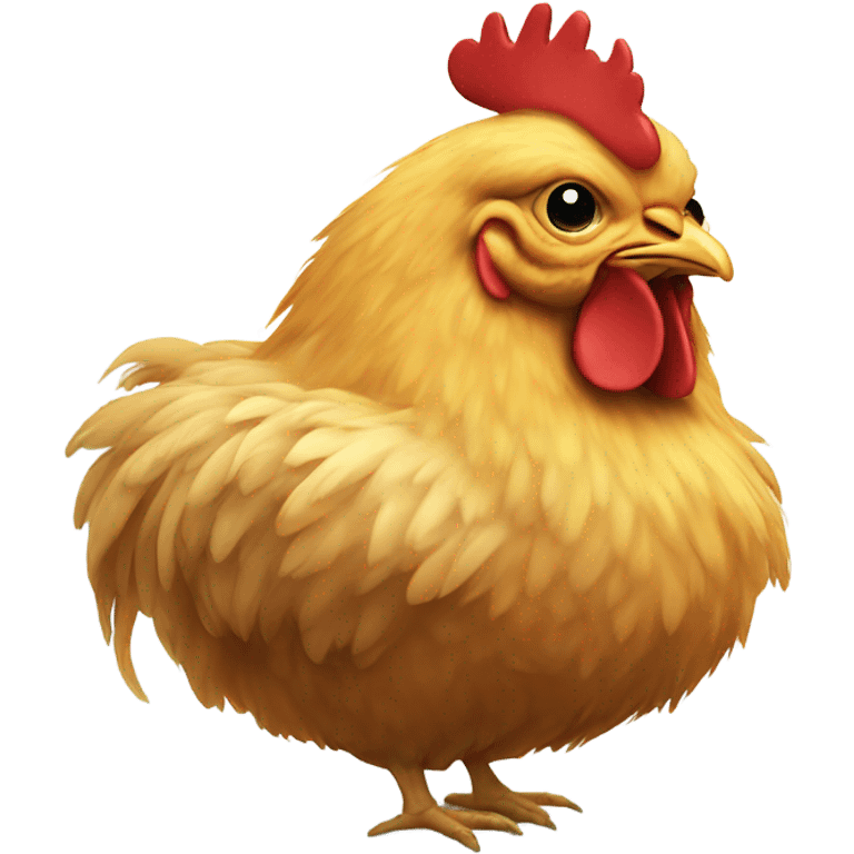 Chicken wearing a toupee emoji