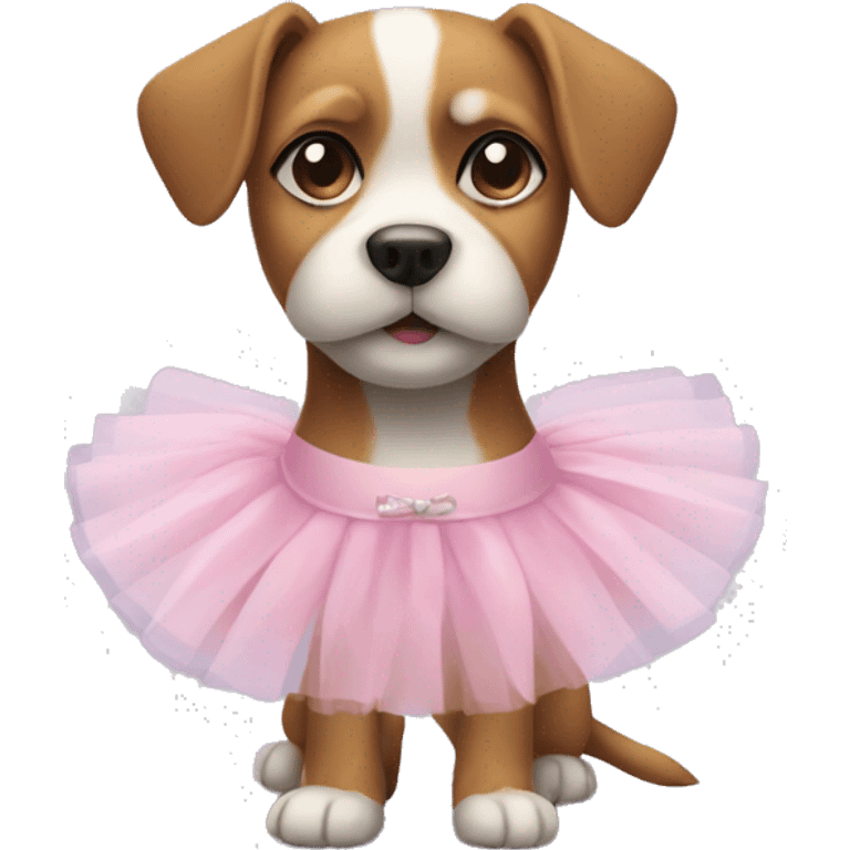 A dog wearing a tutu emoji