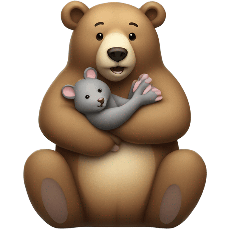 bear hugs mouse emoji