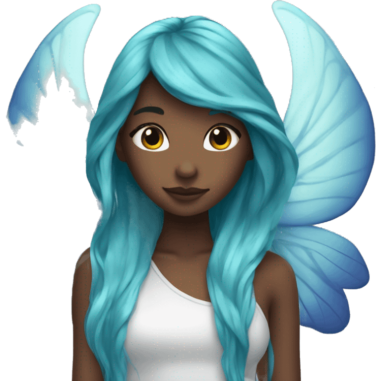 Beautiful, flower, fairy, blue, turqoise, silver, navy, long hair, big wings emoji