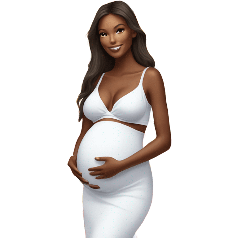 Realistic Photo of a Victoria secret model pregnant posing with flowers at her baby shower  emoji