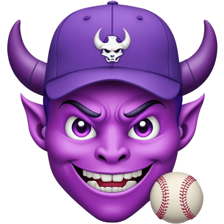 Purple devil with baseball hat emoji