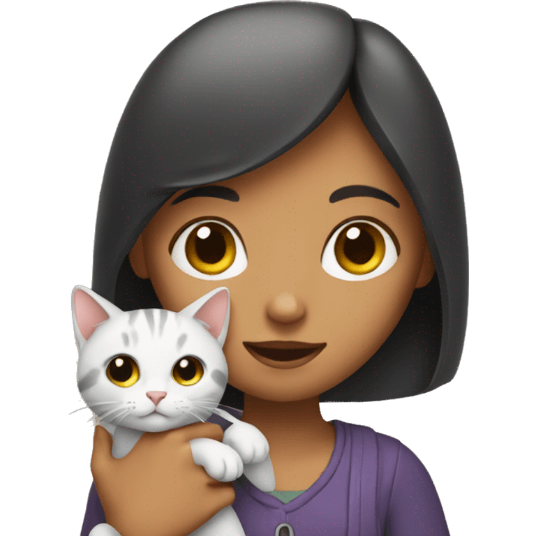 Girl with cat in hand emoji