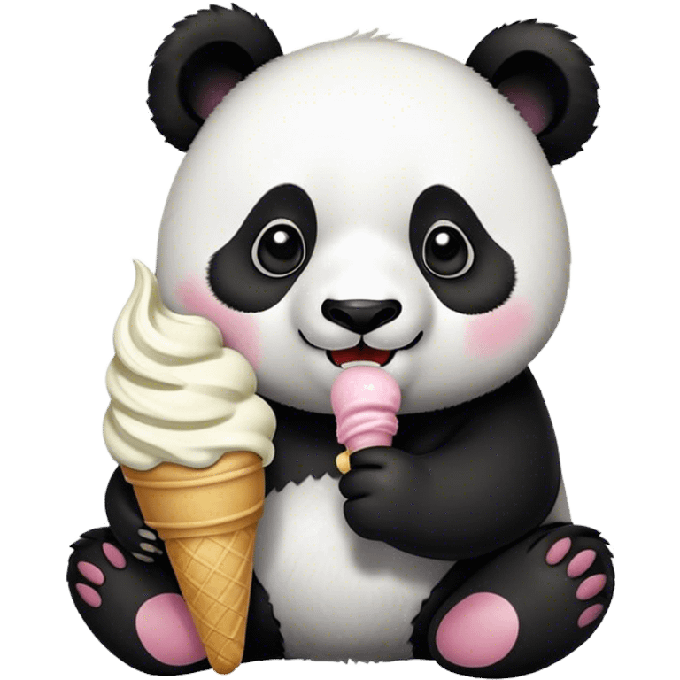 Panda eating ice cream emoji