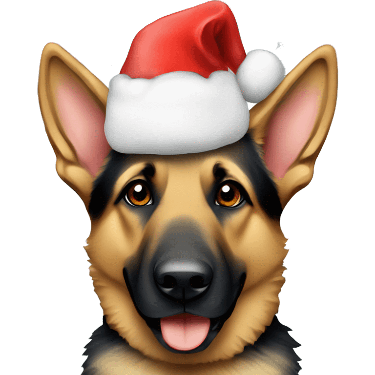 german shepherd in a christmas hat emoji