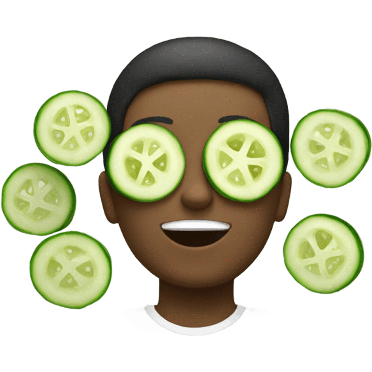 smiley relaxing wearing cucumbers  emoji