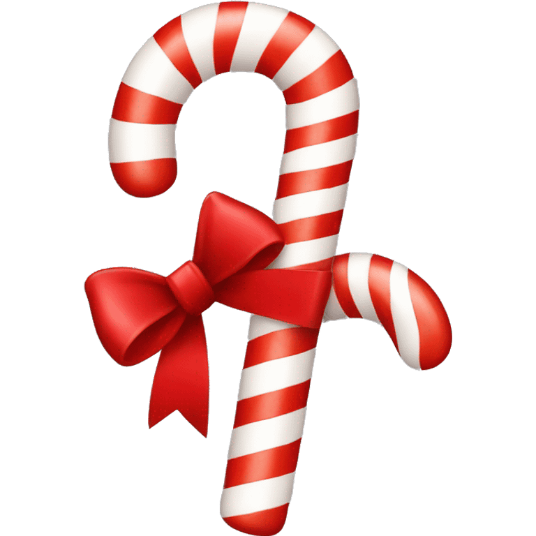 Candy cane with a red bow around it emoji