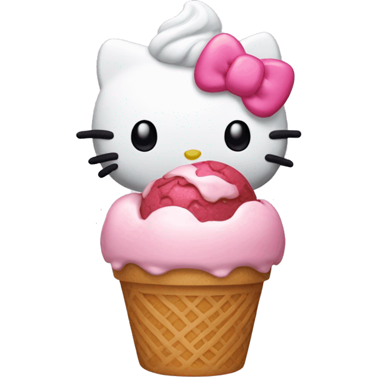 hello kitty with ice cream emoji