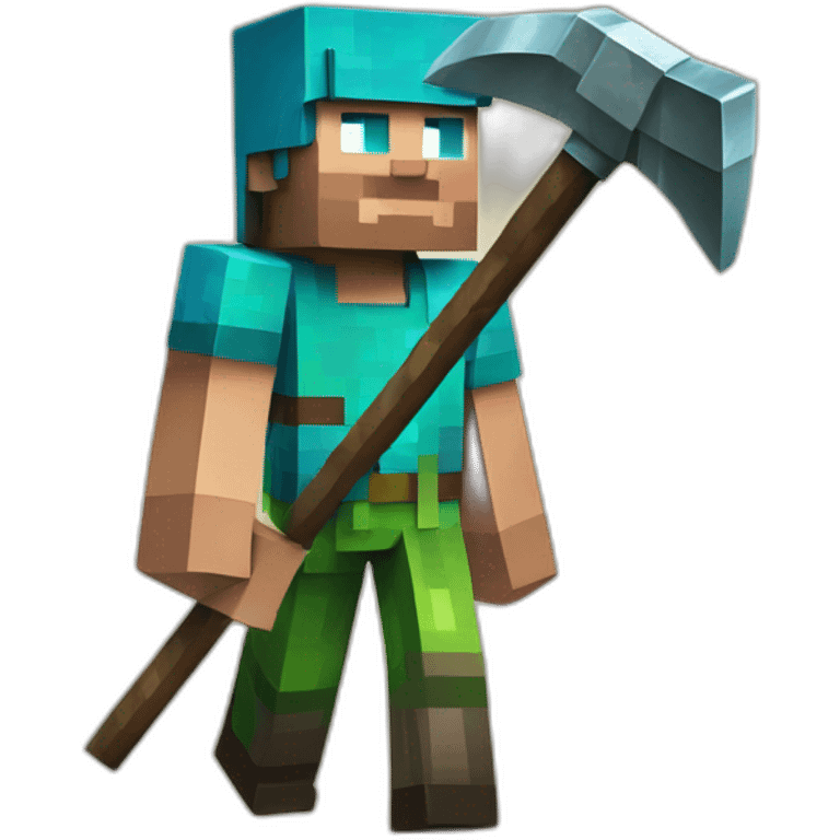 minecraft steve holding a pickaxe emoji