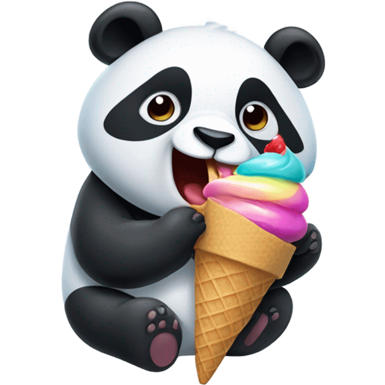 Panda eating ice cream emoji