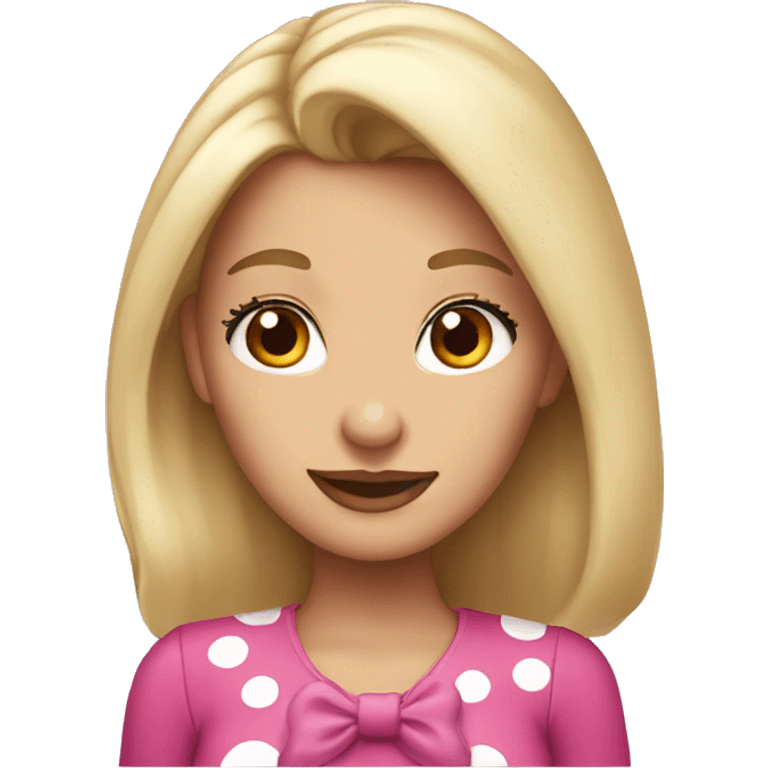 blonde woman with brown eyes wearing minnie mouse ears emoji