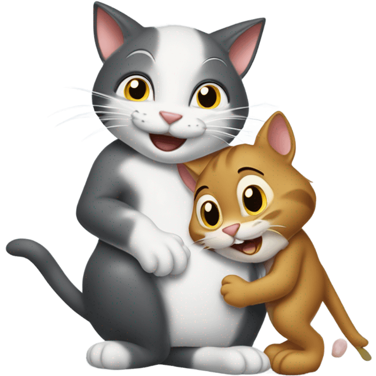 Tom the cat holding Jerry the mouse  emoji