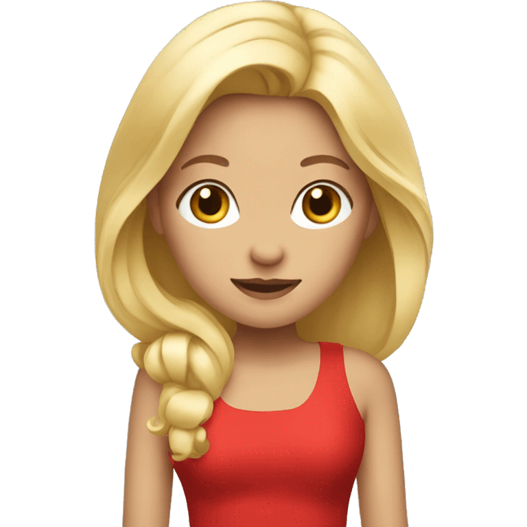 blonde girl in a red open dress emoji