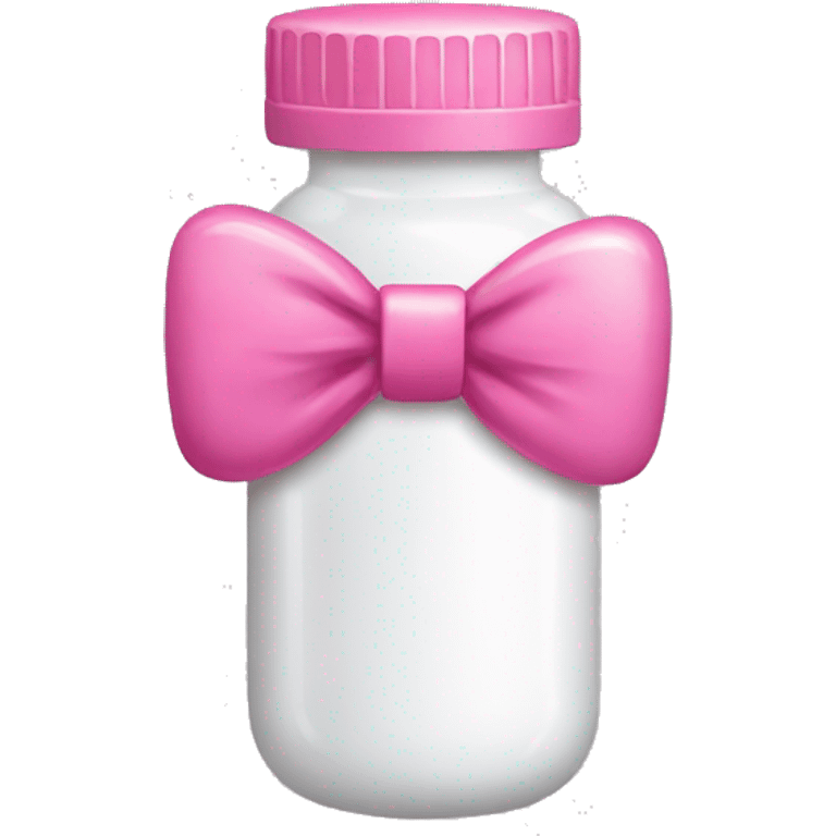 Pill bottle with pink bow emoji