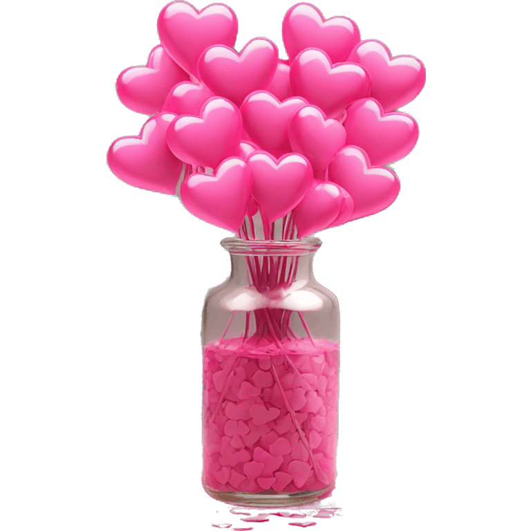 10000000 huge pink hearts on stems in a clear glass vase emoji