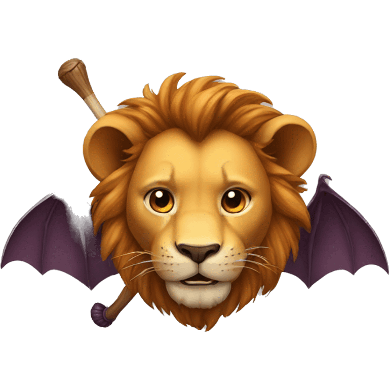 Lion with a bat emoji