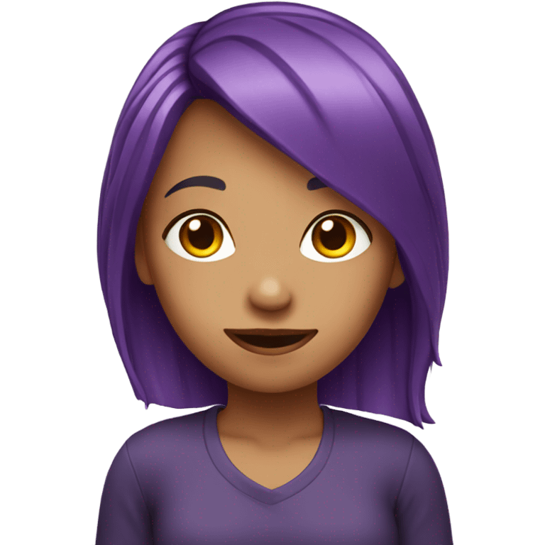 Purple hair girl pointing emoji