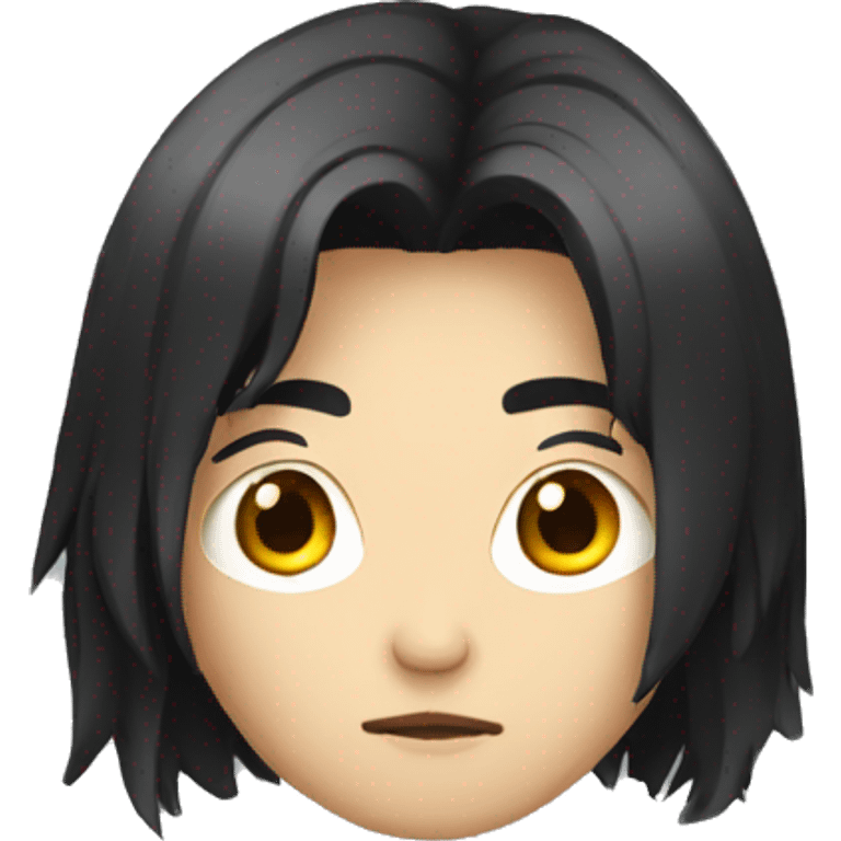 asian guy with long black hair serious face emoji