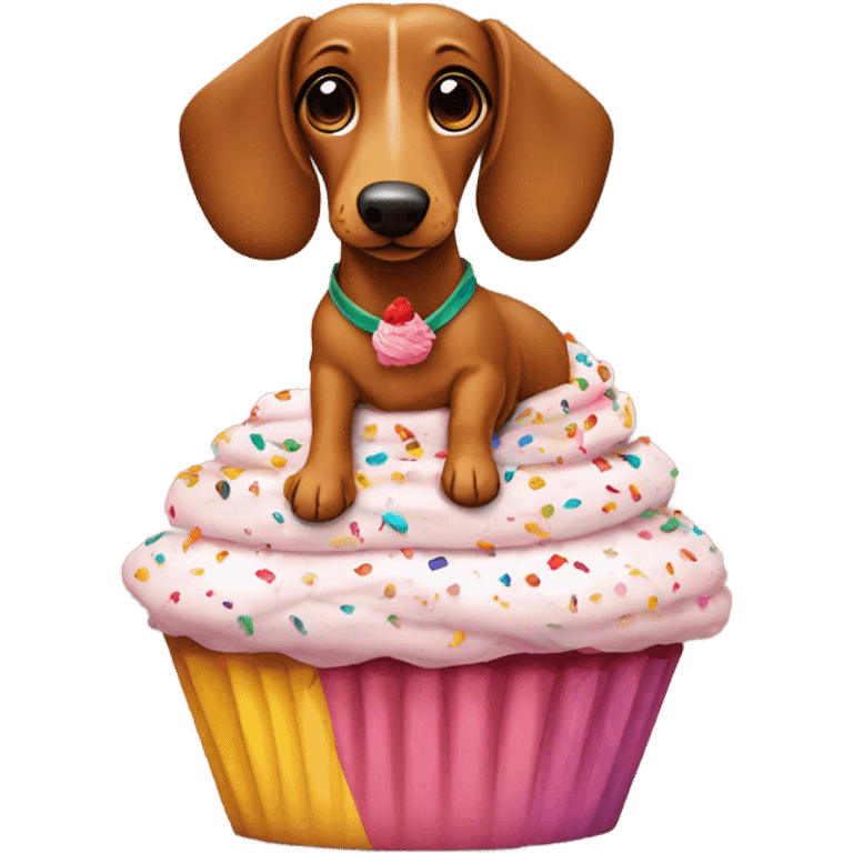 wiener dog with a cupcake emoji