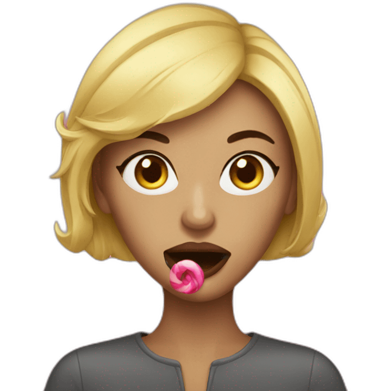 Woman with lolli in mouth emoji