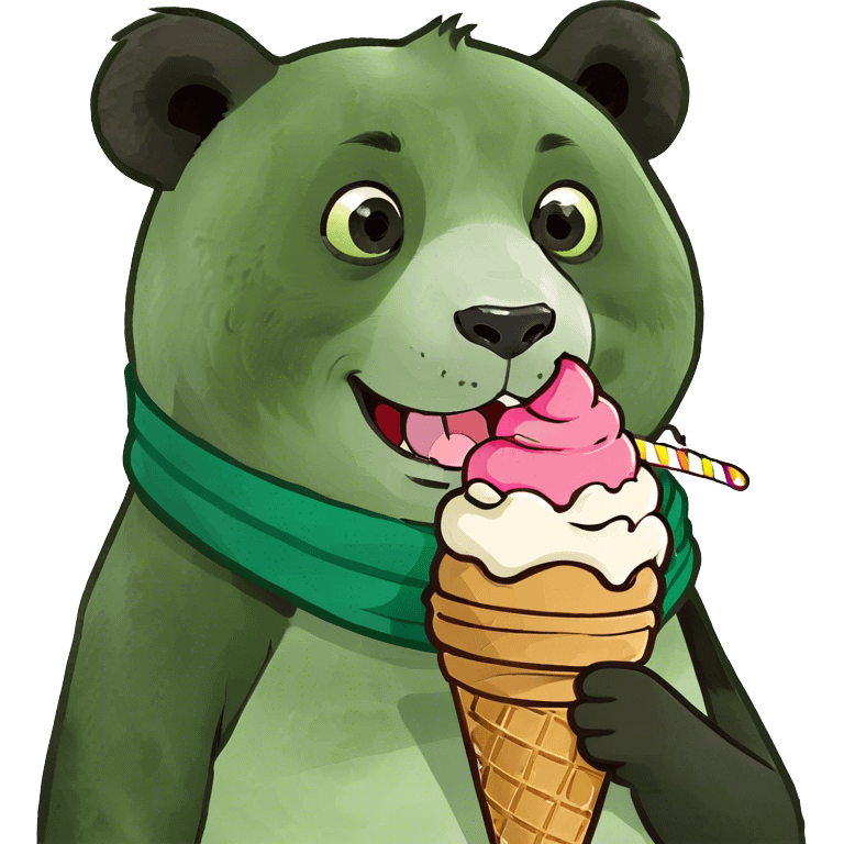 Panda eating ice cream emoji