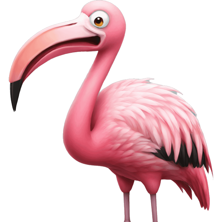 A screaming flamingo emoji