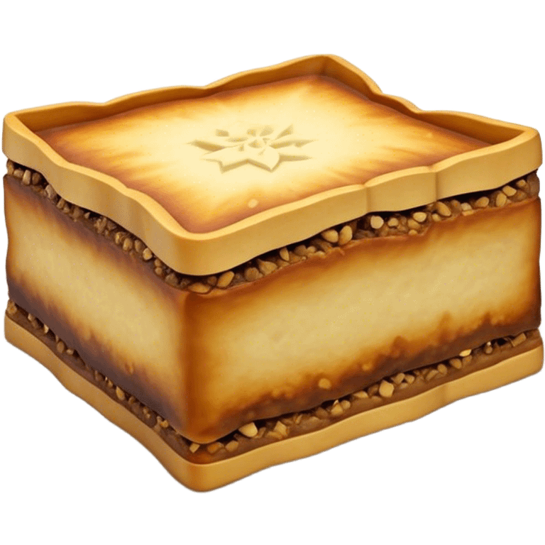 Martabak Cinematic Realistic Martabak Dish Emoji, depicted as a single, square slice of sweet, thick martabak with a rich, indulgent filling, rendered with detailed textures and vibrant, appetizing lighting. emoji