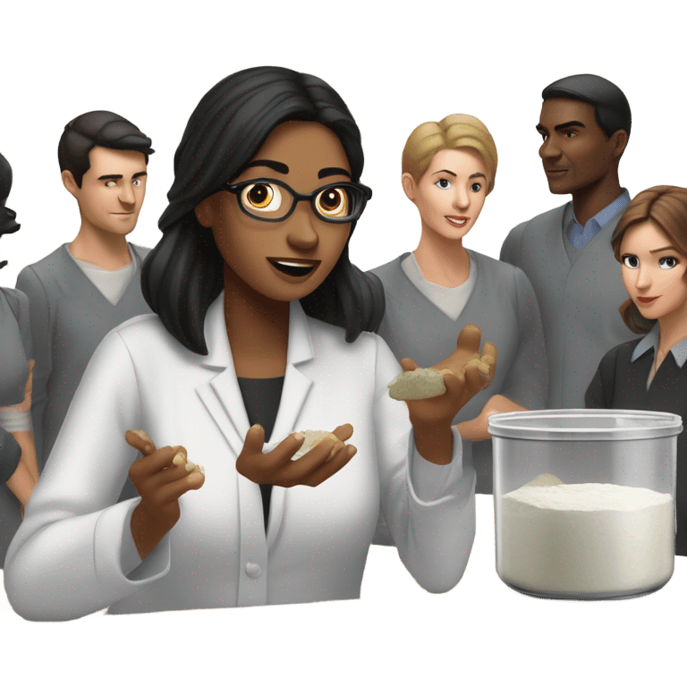 White woman with straight black hair cooking a soufflé while teaching a graduate class emoji