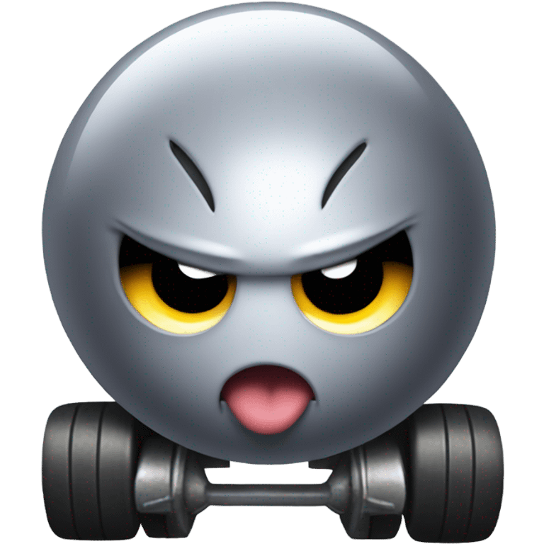 Metal cute Kirby bubble Gray ball driving on car wheels with mad eyebrows game emoji