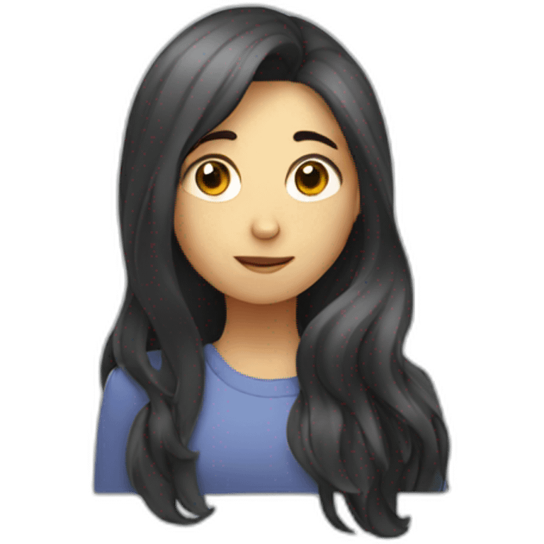 long hair thinking girl with hand on her face emoji