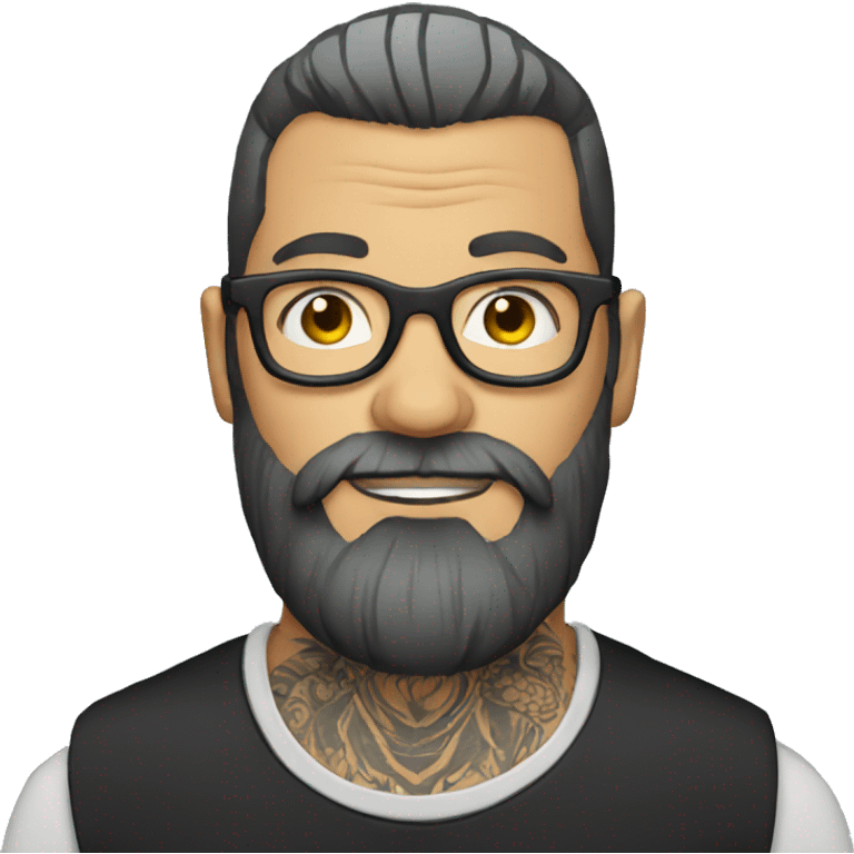 Tattooed beard man with glasses emoji