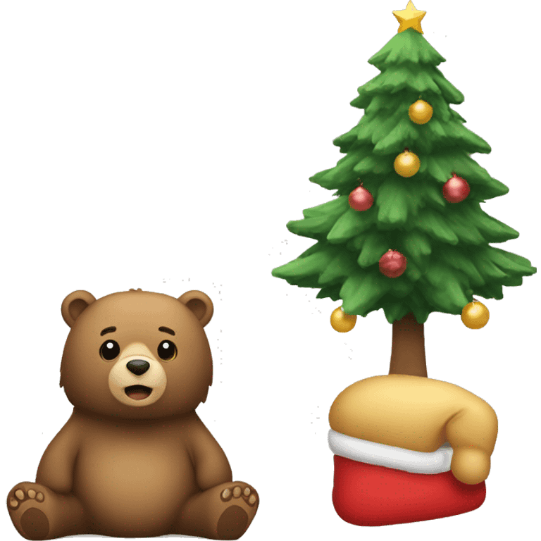 Bear and a Christmas tree emoji