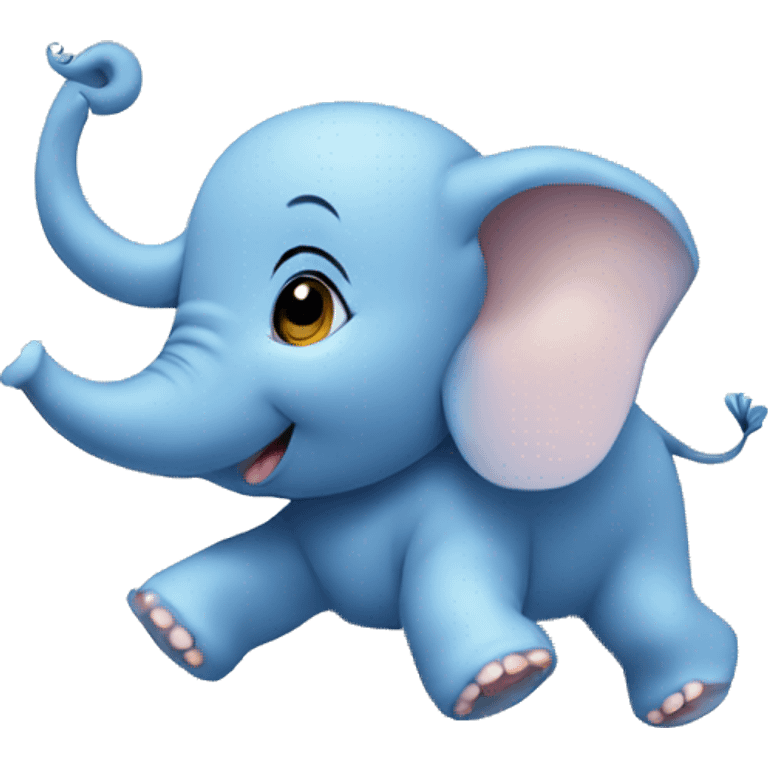 Blue baby elephant floating on a cloud with a halo emoji