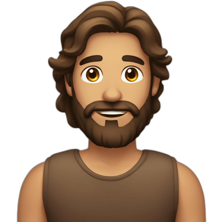 hispanic long brown hair man with a beard emoji