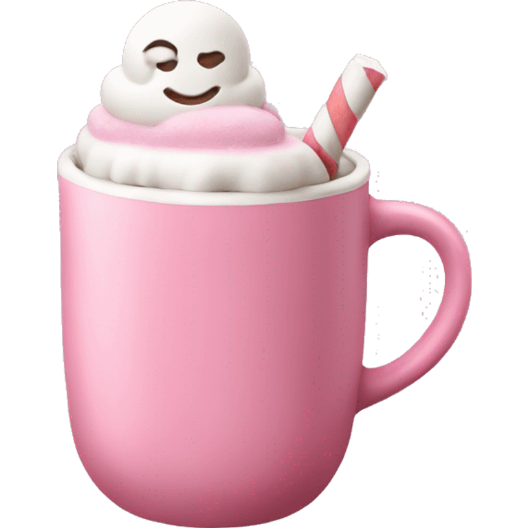 pink hot chocolate with marshmallow emoji